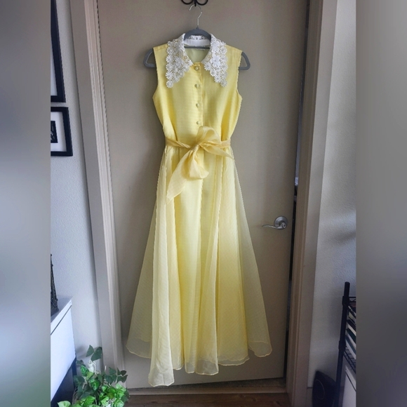 Vintage “Lemon Meringue” Organza Whimsical Dress – A Past and a Future ☀️ - Picture 1 of 12